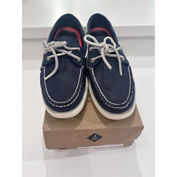 Sperry Shoes Women Blue Leather 2 Eye Boat Loafers STS81162 Sz 8.5 M Excellent - Picture 1 of 10